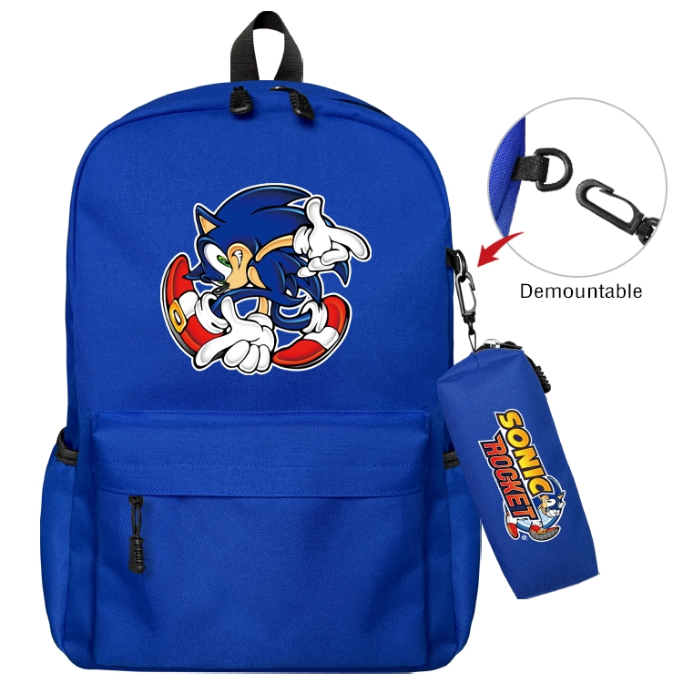 Sonic the Hedgehog Animation backpack schoolbag small pen bag set mother and child schoolbag 43X35X12CM