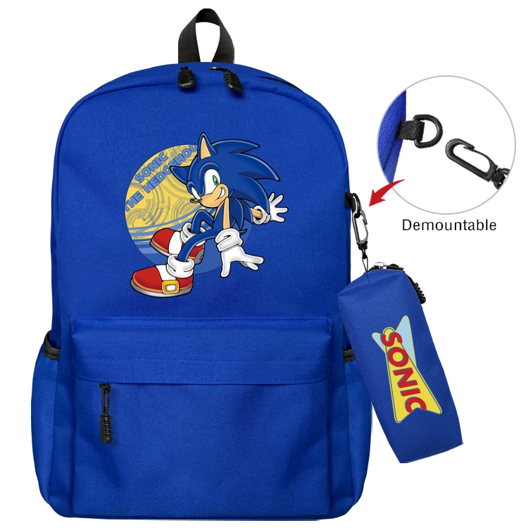 Sonic the Hedgehog Animation backpack schoolbag small pen bag set mother and child schoolbag 43X35X12CM