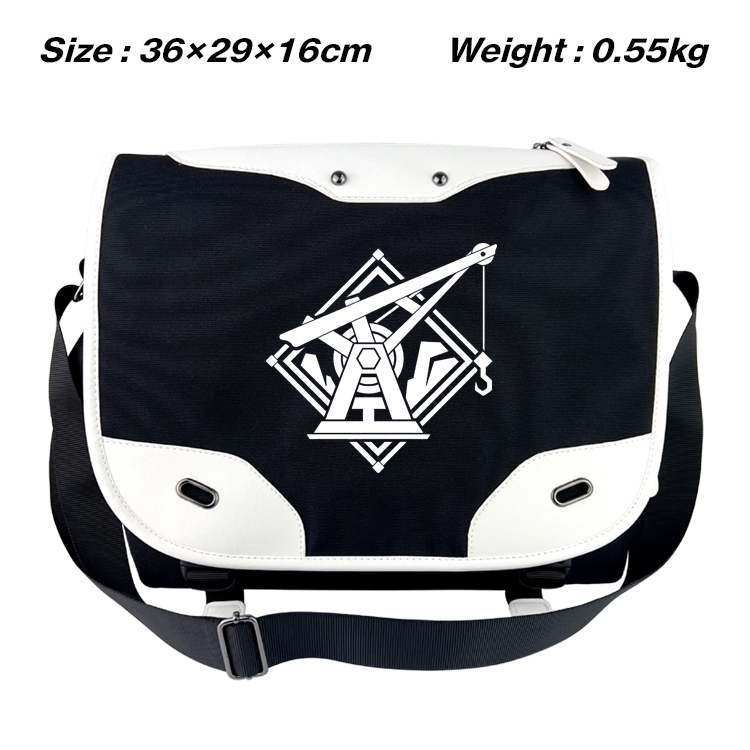 Genshin Impact Black and white anime waterproof nylon shoulder messenger bag schoolbag 36X29X16CM