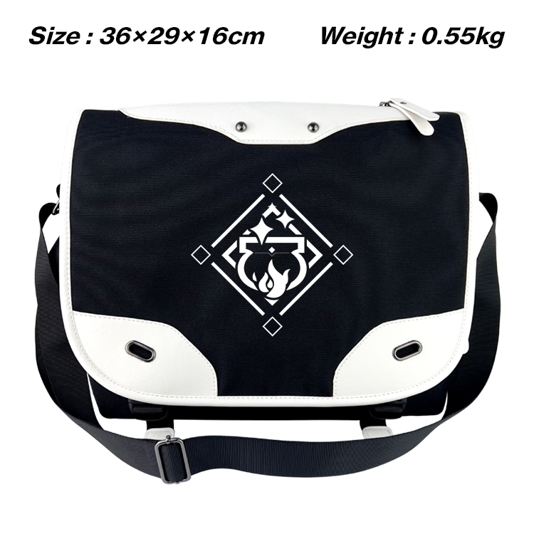 Genshin Impact Black and white anime waterproof nylon shoulder messenger bag schoolbag 36X29X16CM