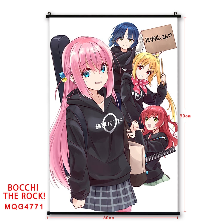 Bocchi the Rock Anime black Plastic rod Cloth painting Wall Scroll 60X90CM MQG-4771