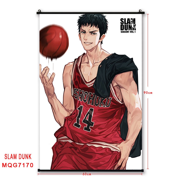 Slam Dunk Anime black Plastic rod Cloth painting Wall Scroll 60X90CM  MQG-7170