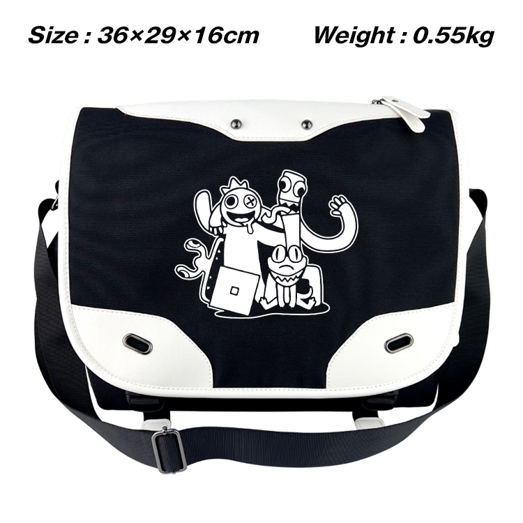 Rainbow friend Black and white anime waterproof nylon shoulder messenger bag schoolbag 36X29X16CM