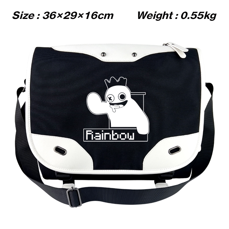 Rainbow friend Black and white anime waterproof nylon shoulder messenger bag schoolbag 36X29X16CM