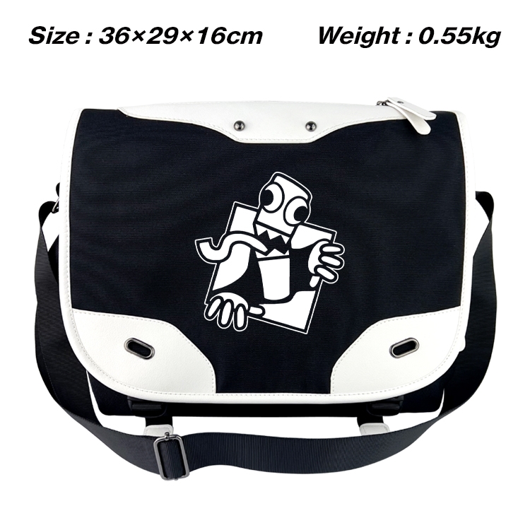 Rainbow friend Black and white anime waterproof nylon shoulder messenger bag schoolbag  36X29X16CM