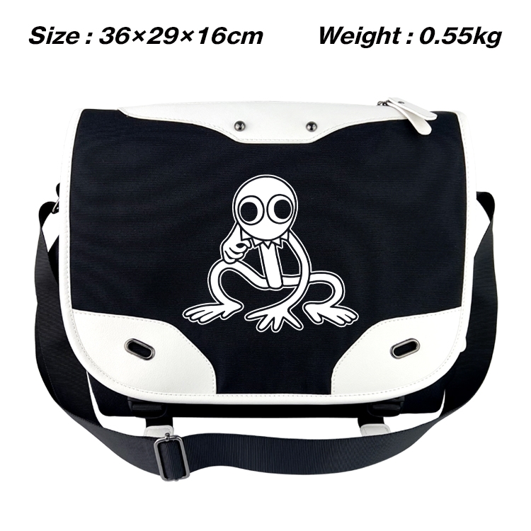 Rainbow friend Black and white anime waterproof nylon shoulder messenger bag schoolbag 36X29X16CM