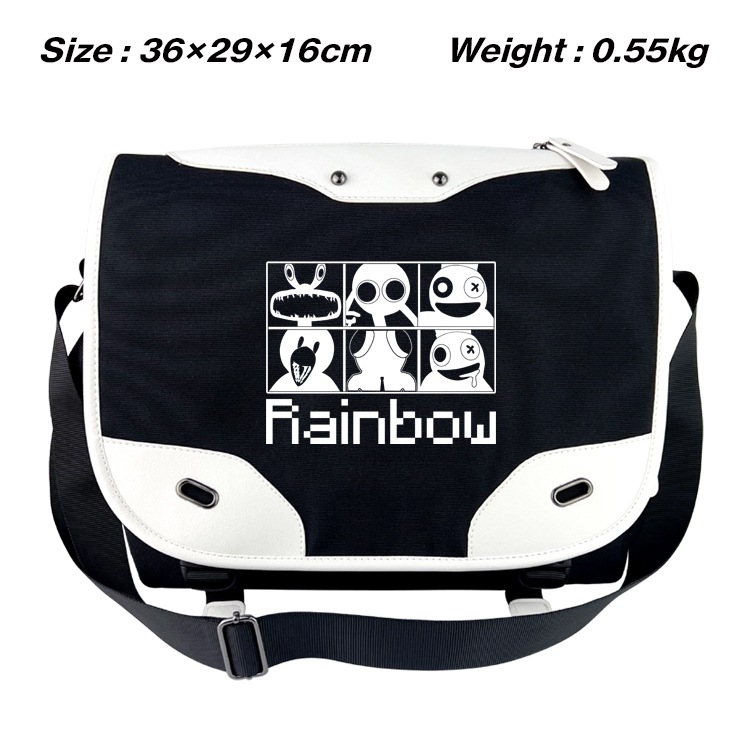 Rainbow friend Black and white anime waterproof nylon shoulder messenger bag schoolbag  36X29X16CM