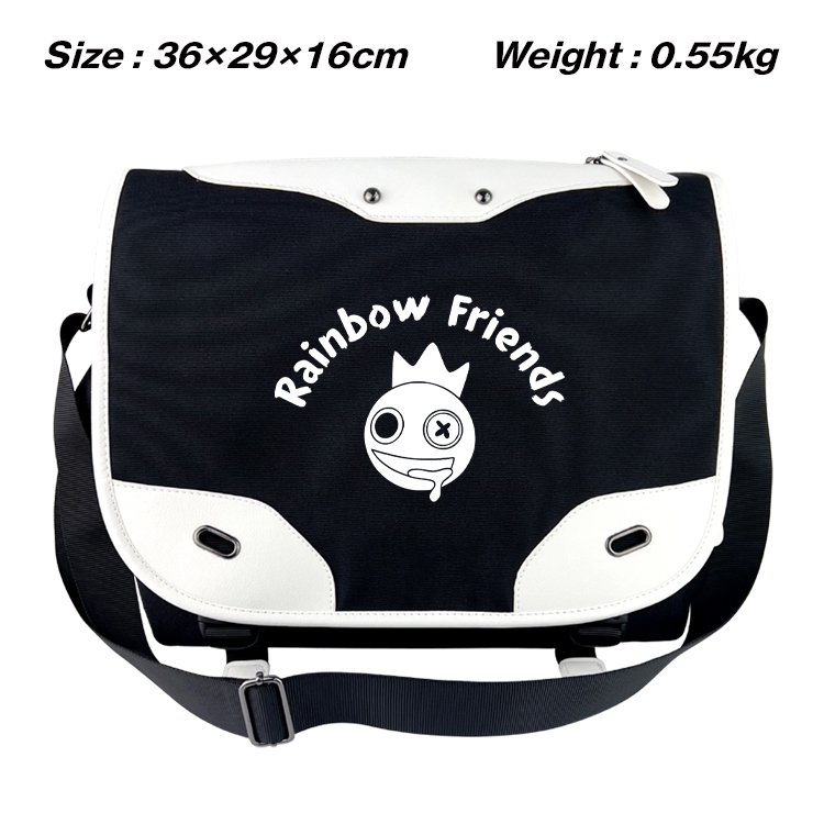 Rainbow friend Black and white anime waterproof nylon shoulder messenger bag schoolbag 36X29X16CM