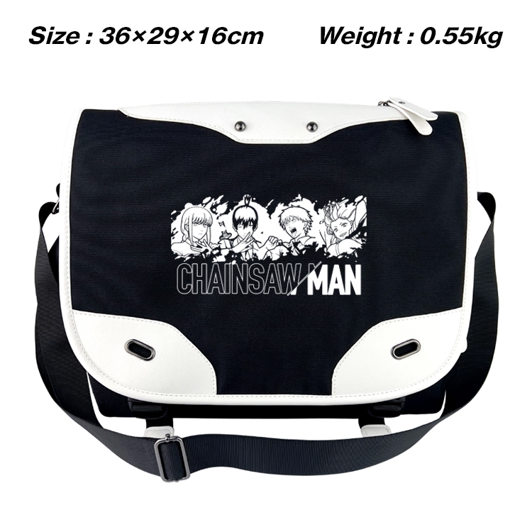 Chainsaw man Black and white anime waterproof nylon shoulder messenger bag schoolbag 36X29X16CM