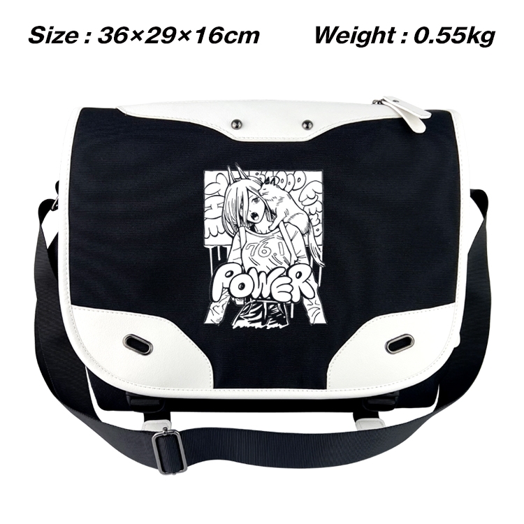 Chainsaw man Black and white anime waterproof nylon shoulder messenger bag schoolbag 36X29X16CM