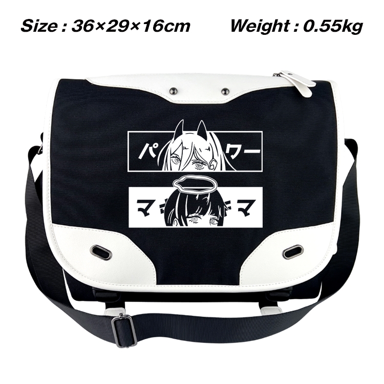 Chainsaw man Black and white anime waterproof nylon shoulder messenger bag schoolbag 36X29X16CM