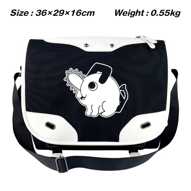 Chainsaw man Black and white anime waterproof nylon shoulder messenger bag schoolbag 36X29X16CM