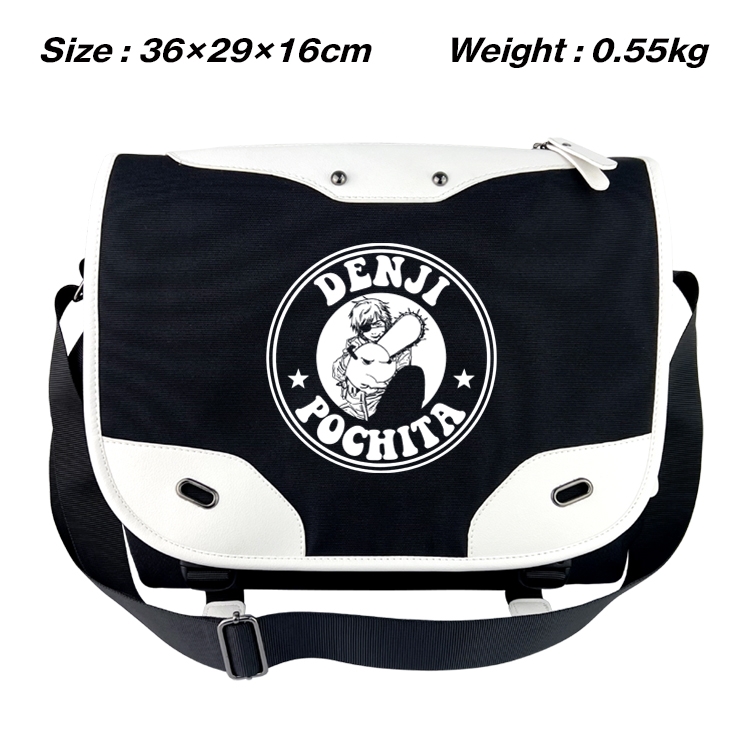 Chainsaw man Black and white anime waterproof nylon shoulder messenger bag schoolbag 36X29X16CM