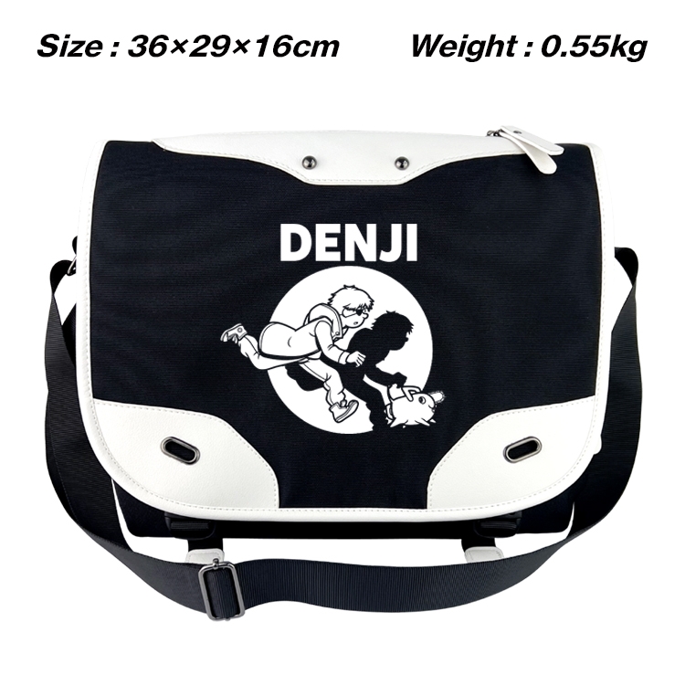 Chainsaw man Black and white anime waterproof nylon shoulder messenger bag schoolbag 36X29X16CM