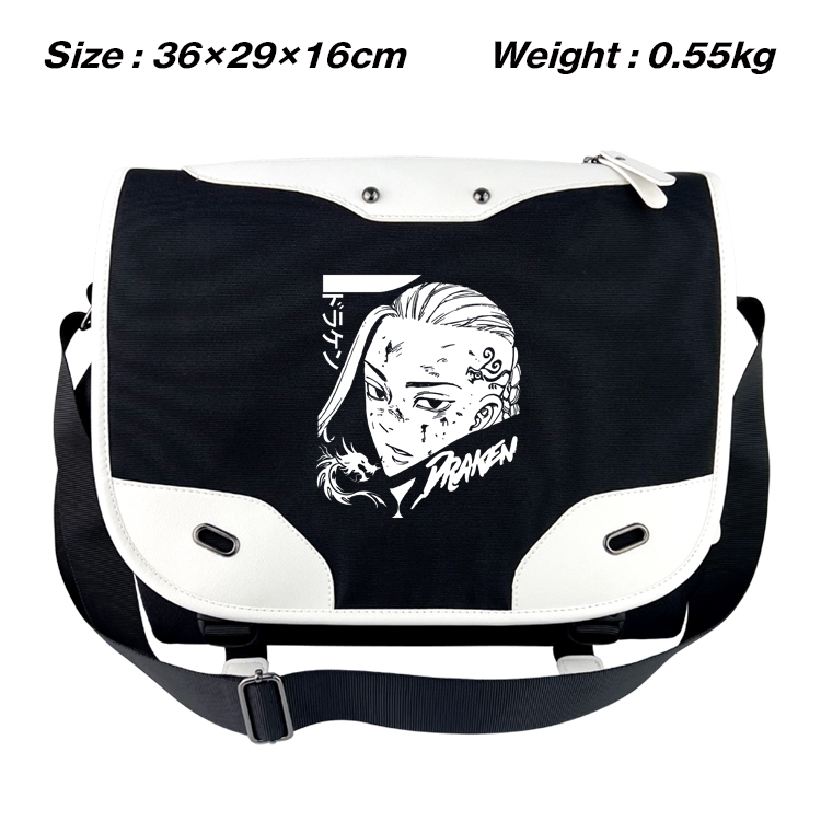 Tokyo Revengers Black and white anime waterproof nylon shoulder messenger bag schoolbag 36X29X16CM