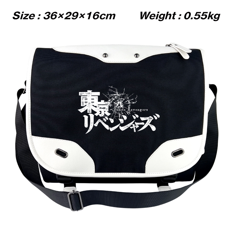 Tokyo Revengers Black and white anime waterproof nylon shoulder messenger bag schoolbag 36X29X16CM