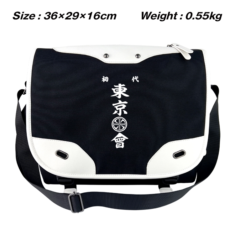 Tokyo Revengers Black and white anime waterproof nylon shoulder messenger bag schoolbag 36X29X16CM