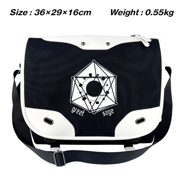 That Time I Got Slim Black and white anime waterproof nylon shoulder messenger bag schoolbag 36X29X16CM