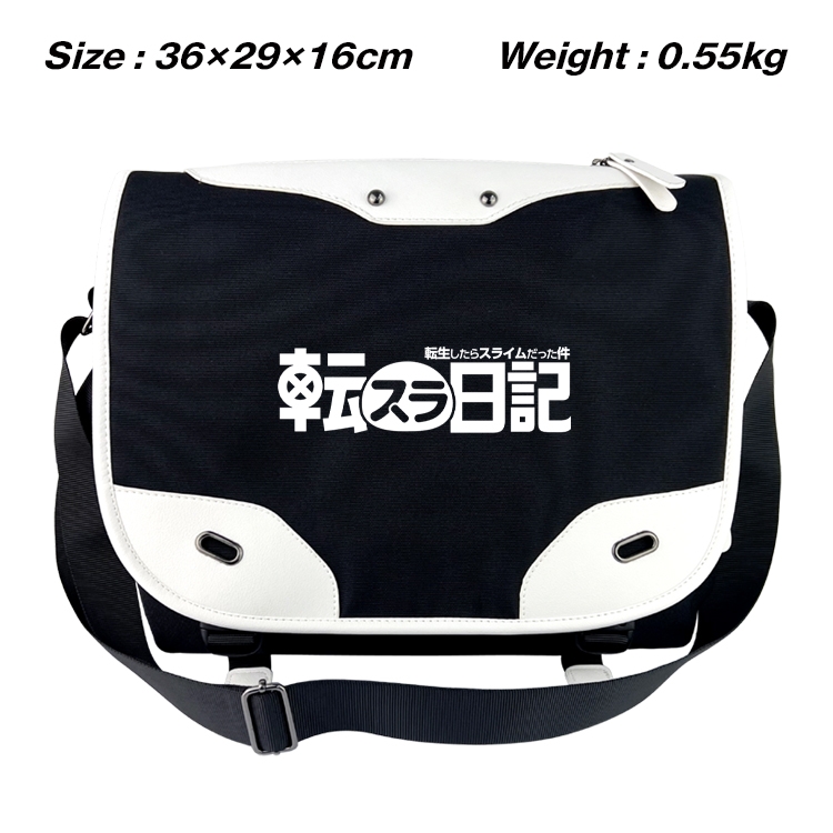 That Time I Got Slim Black and white anime waterproof nylon shoulder messenger bag schoolbag 36X29X16CM