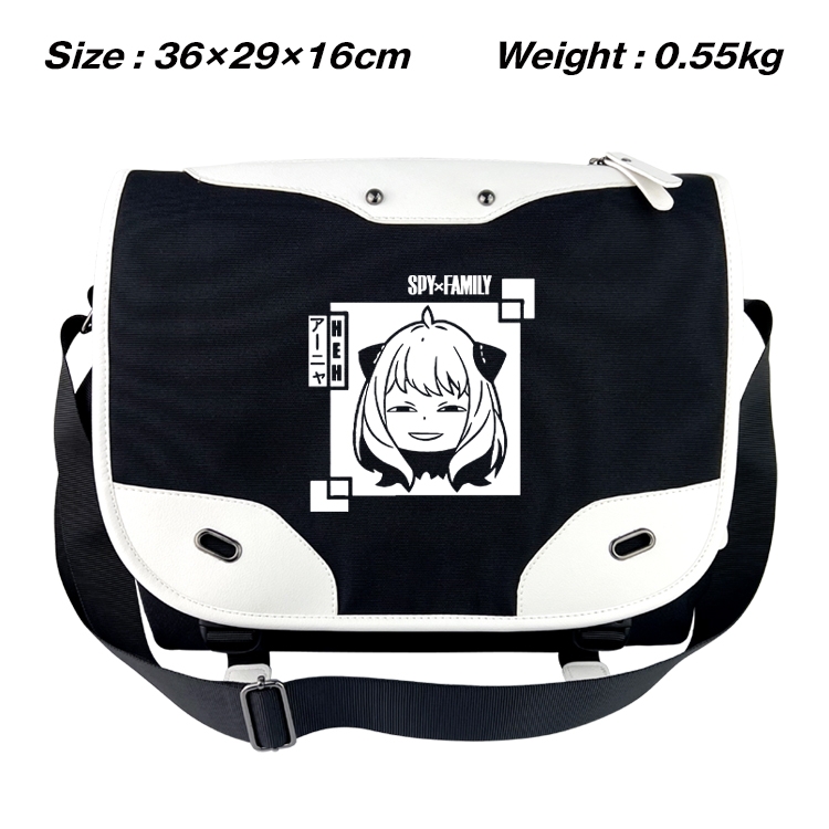 SPY×FAMILY Black and white anime waterproof nylon shoulder messenger bag schoolbag 36X29X16CM