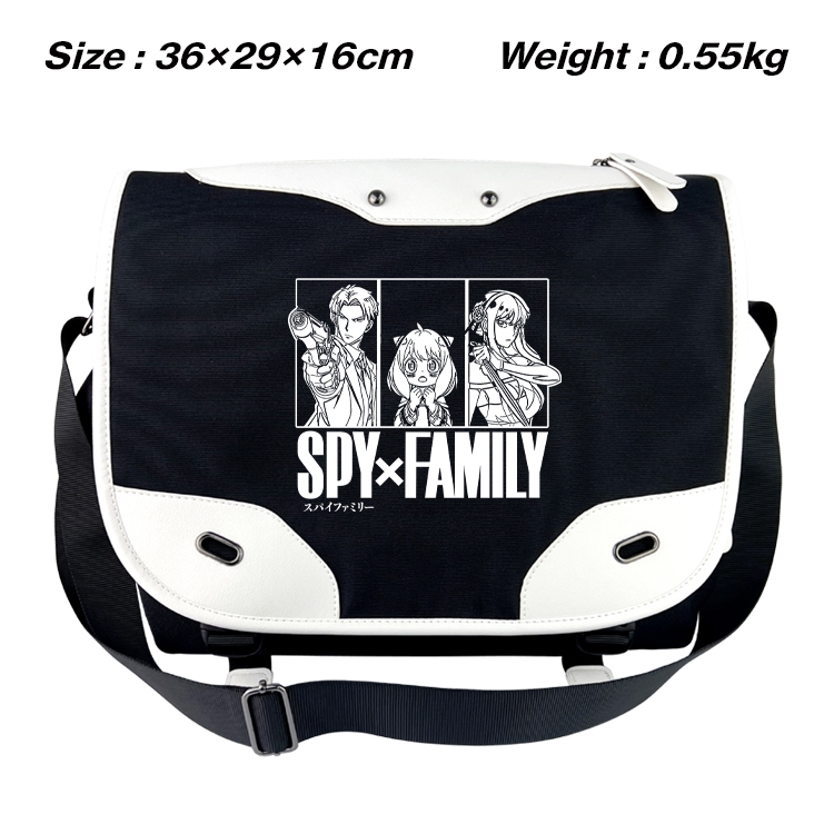 SPY×FAMILY Black and white anime waterproof nylon shoulder messenger bag schoolbag 36X29X16CM