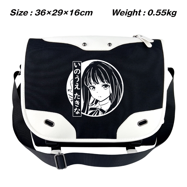 Lycoris Recoil Black and white anime waterproof nylon shoulder messenger bag schoolbag 36X29X16CM