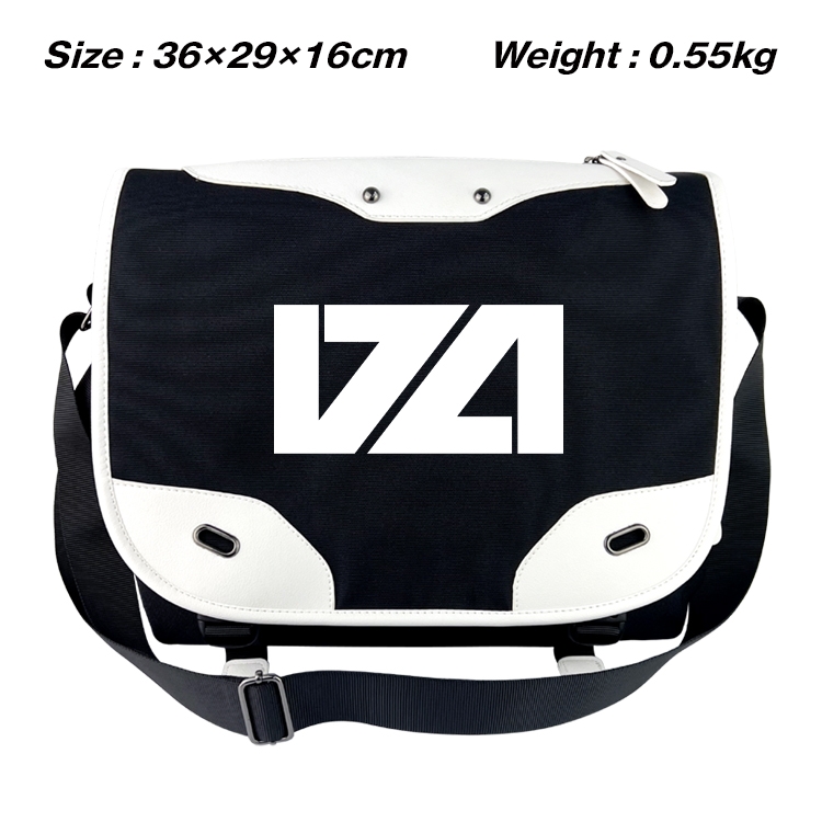 Lycoris Recoil Black and white anime waterproof nylon shoulder messenger bag schoolbag 36X29X16CM