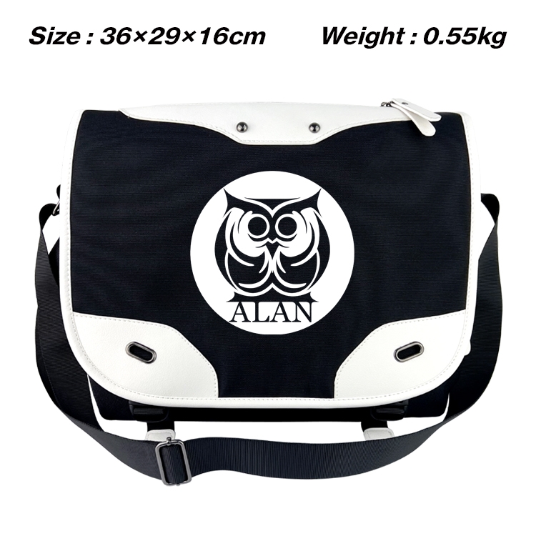 Lycoris Recoil Black and white anime waterproof nylon shoulder messenger bag schoolbag 36X29X16CM