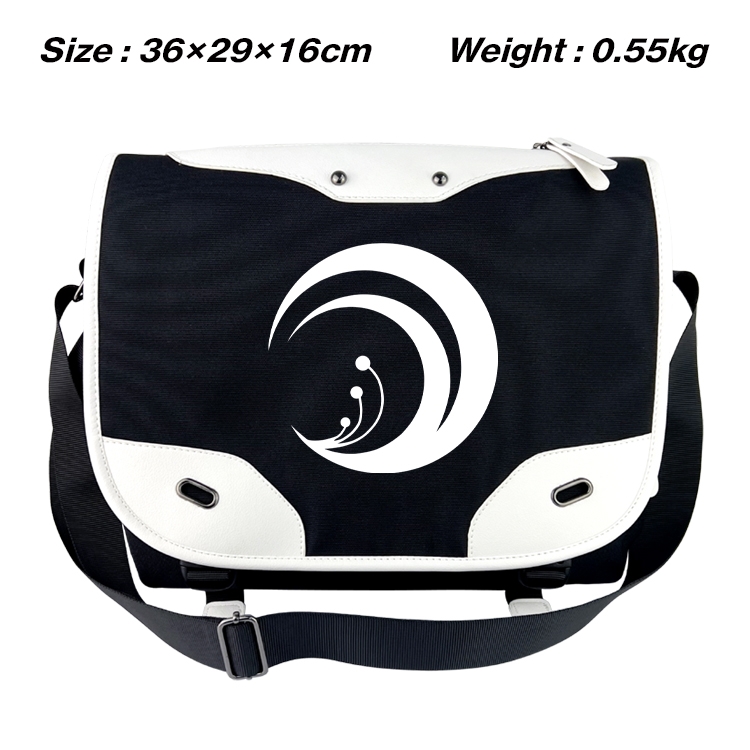 Lycoris Recoil Black and white anime waterproof nylon shoulder messenger bag schoolbag 36X29X16CM