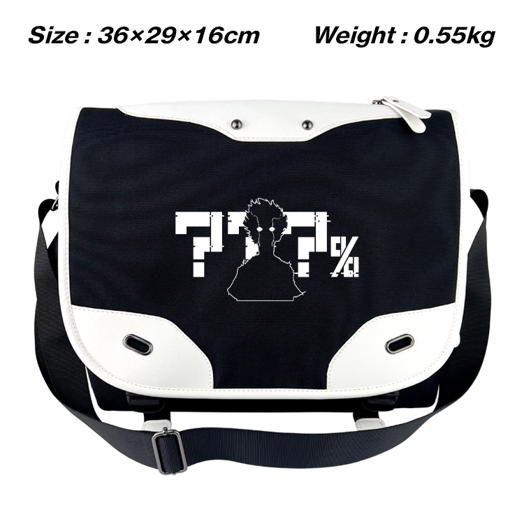 Mob Psycho 100 Black and white anime waterproof nylon shoulder messenger bag schoolbag 36X29X16CM