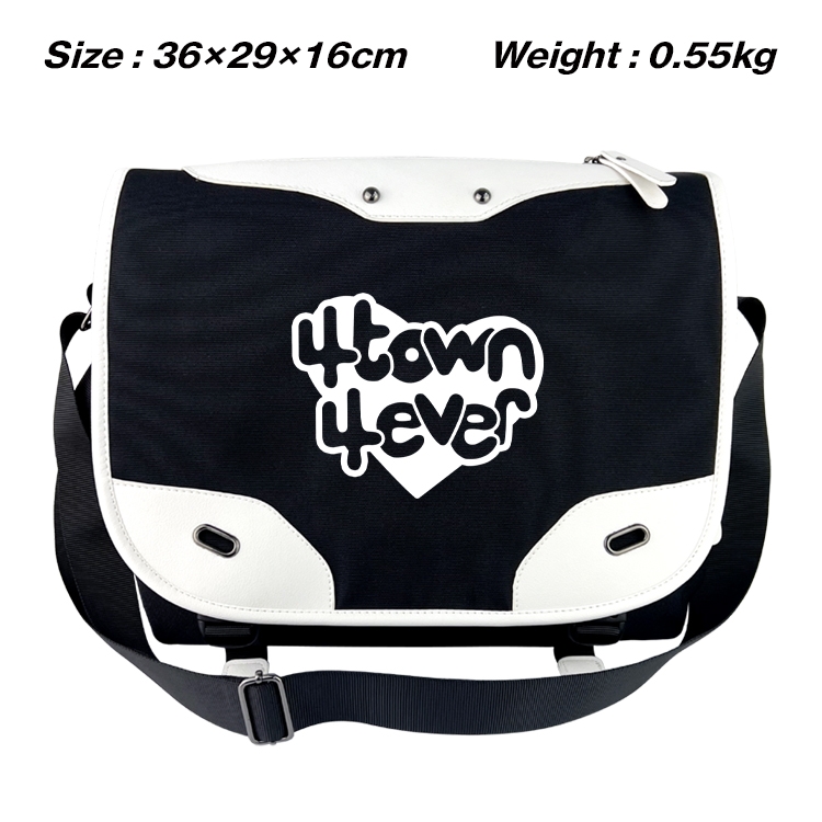 Turning Red Black and white anime waterproof nylon shoulder messenger bag schoolbag 36X29X16CM