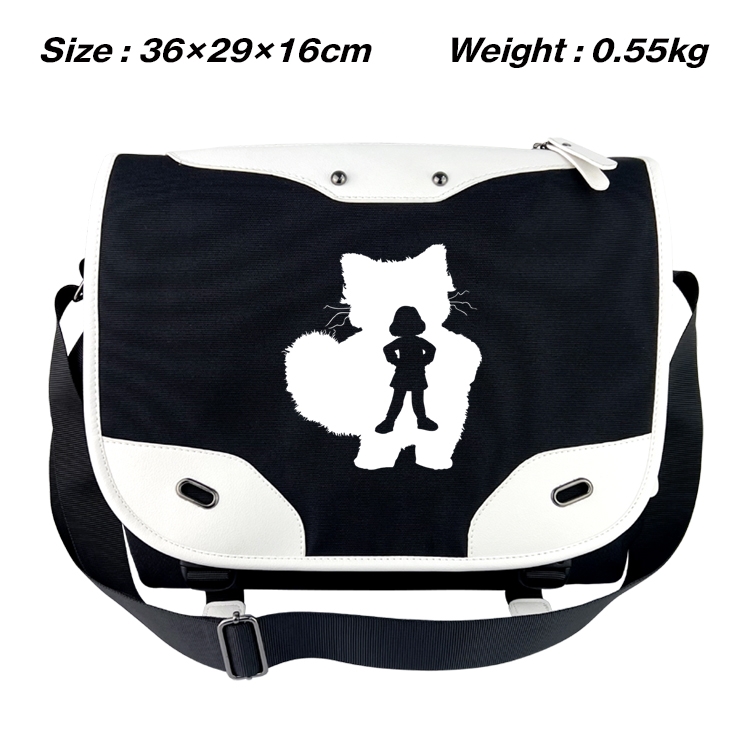 Turning Red Black and white anime waterproof nylon shoulder messenger bag schoolbag 36X29X16CM