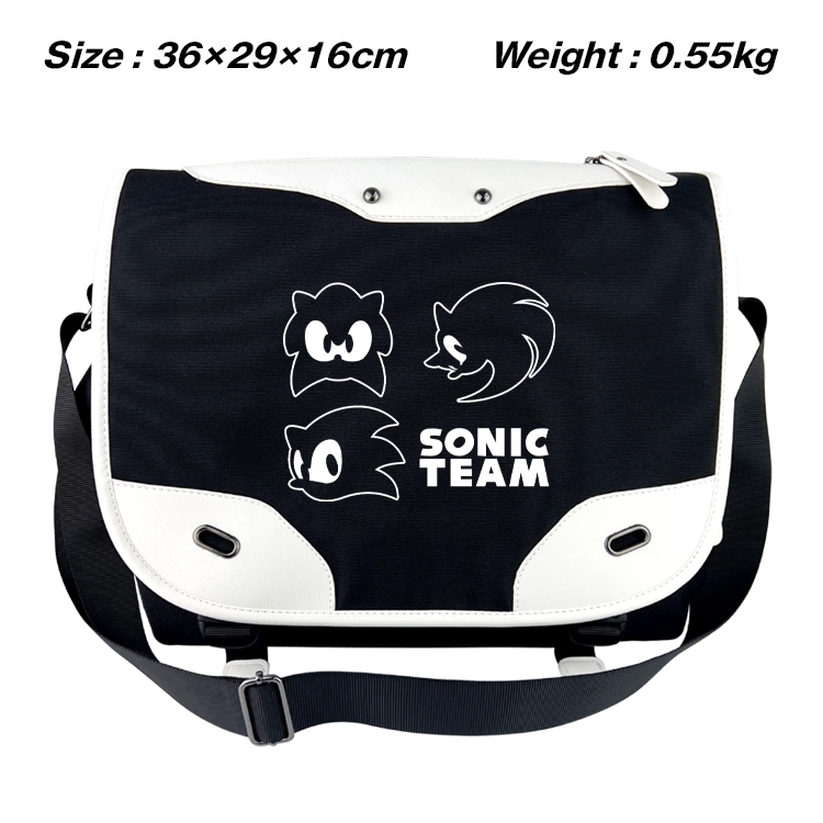 Sonic the Hedgehog Black and white anime waterproof nylon shoulder messenger bag schoolbag 36X29X16CM