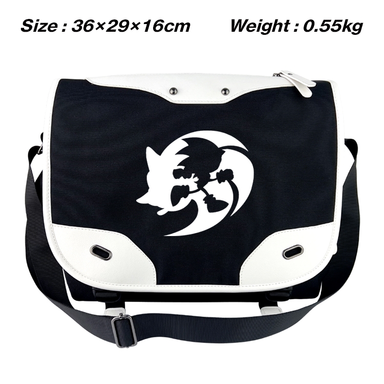 Sonic the Hedgehog Black and white anime waterproof nylon shoulder messenger bag schoolbag 36X29X16CM