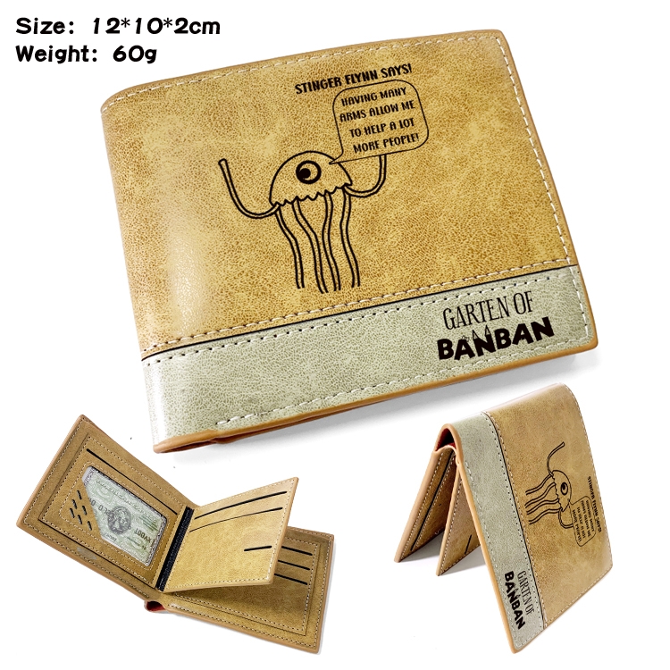 Garten of Banban Anime high quality PU two fold embossed wallet 12X10X2CM 60G