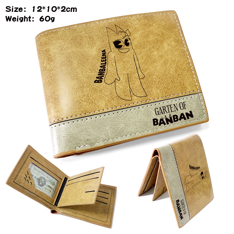 Garten of Banban Anime high quality PU two fold embossed wallet 12X10X2CM 60G