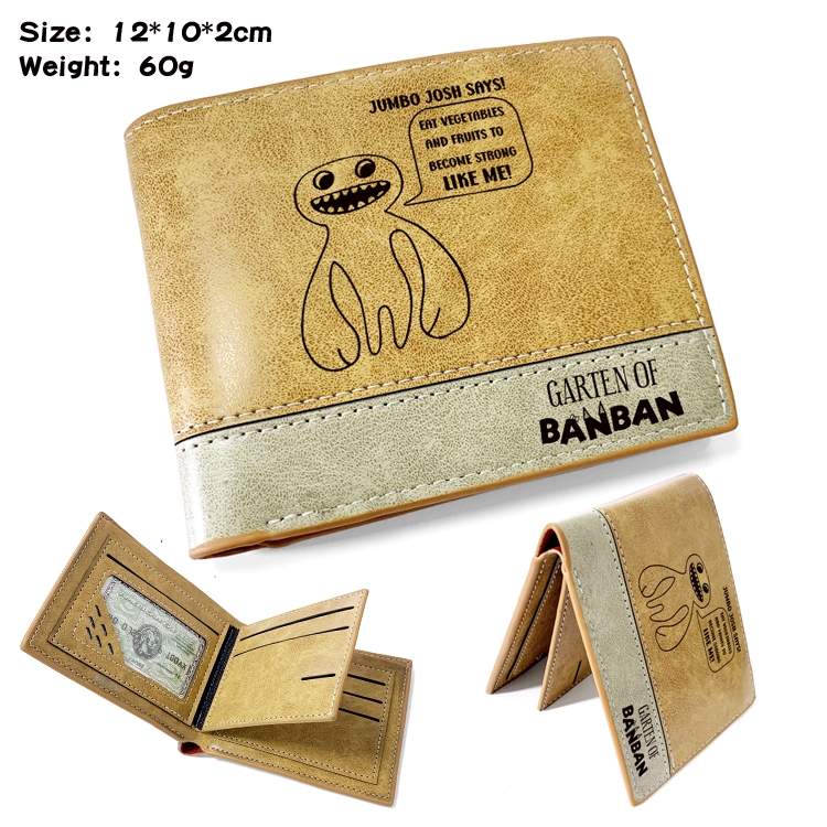 Garten of Banban Anime high quality PU two fold embossed wallet 12X10X2CM 60G