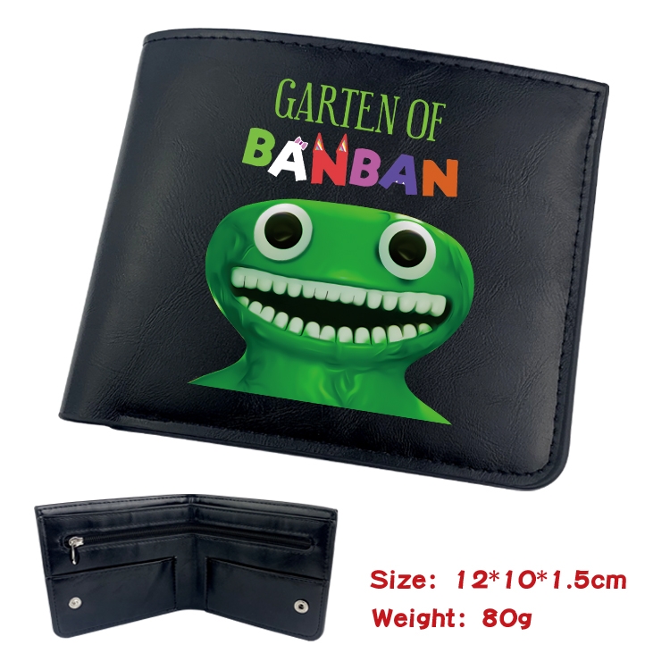 Garten of Banban Animation soft leather inner buckle black leather wallet 12X10X1.5CM