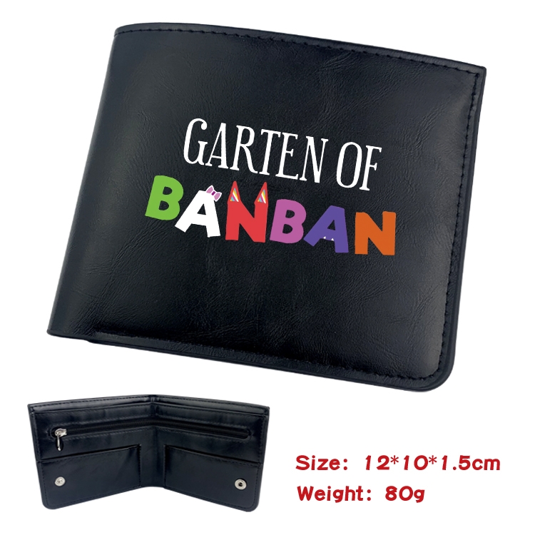 Garten of Banban Animation soft leather inner buckle black leather wallet 12X10X1.5CM