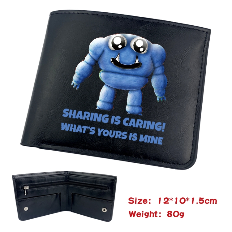 Garten of Banban Animation soft leather inner buckle black leather wallet 12X10X1.5CM