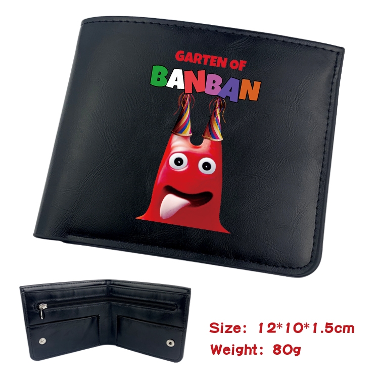 Garten of Banban Animation soft leather inner buckle black leather wallet 12X10X1.5CM