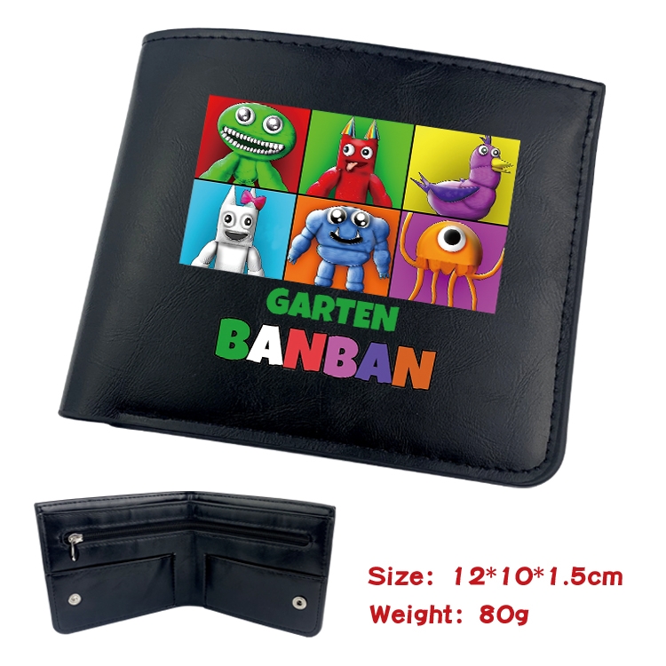 Garten of Banban Animation soft leather inner buckle black leather wallet 12X10X1.5CM