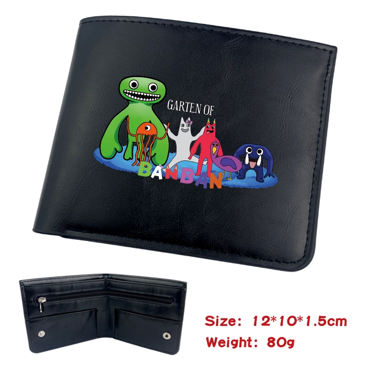 Garten of Banban Animation soft leather inner buckle black leather wallet 12X10X1.5CM