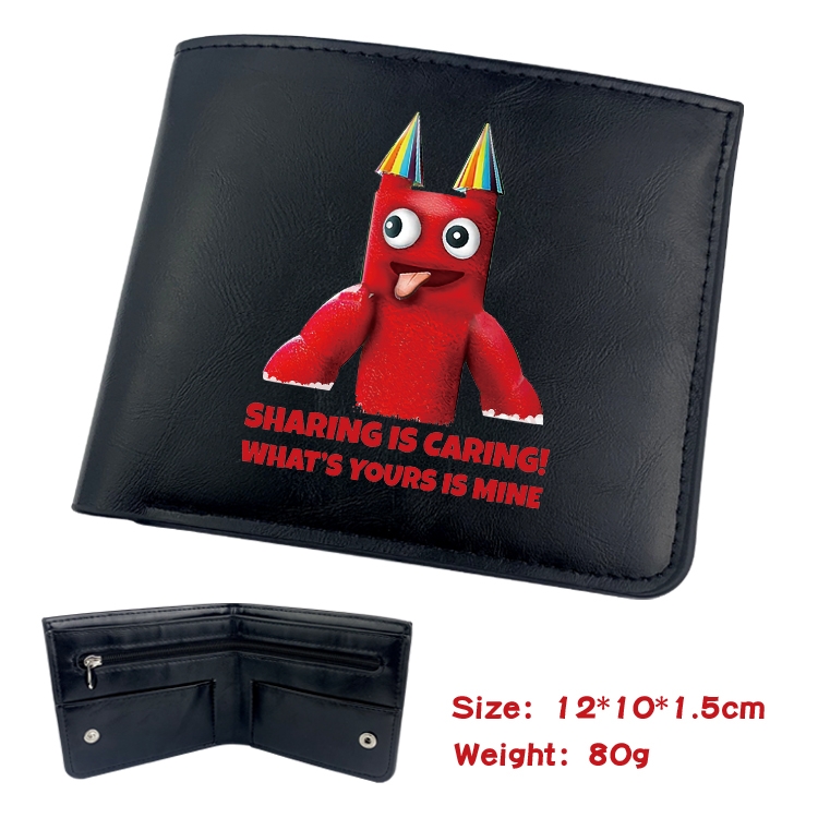 Garten of Banban Animation soft leather inner buckle black leather wallet 12X10X1.5CM