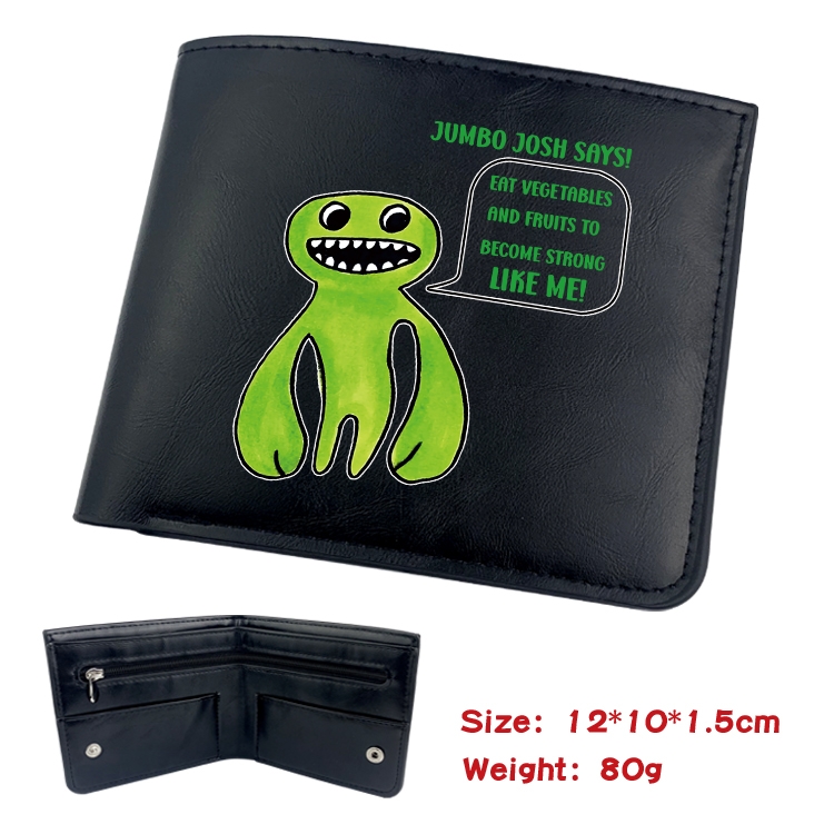 Garten of Banban Animation soft leather inner buckle black leather wallet 12X10X1.5CM