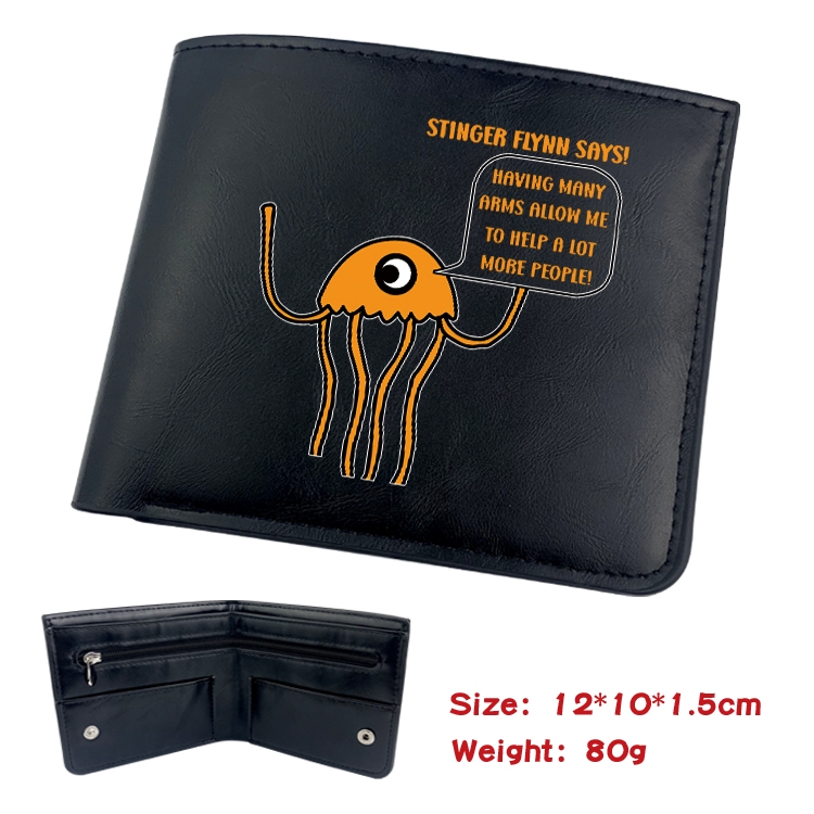 Garten of Banban Animation soft leather inner buckle black leather wallet 12X10X1.5CM