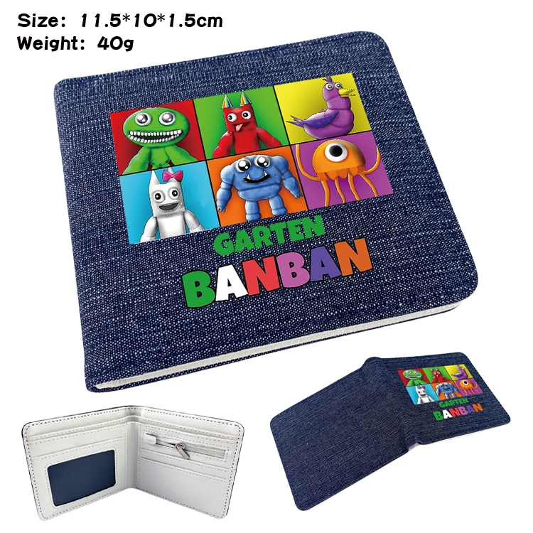 Garten of Banban  Anime denim folding full-color wallet 11.5X10X1.5CM