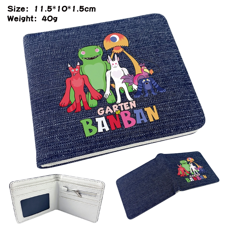 Garten of Banban  Anime denim folding full-color wallet 11.5X10X1.5CM