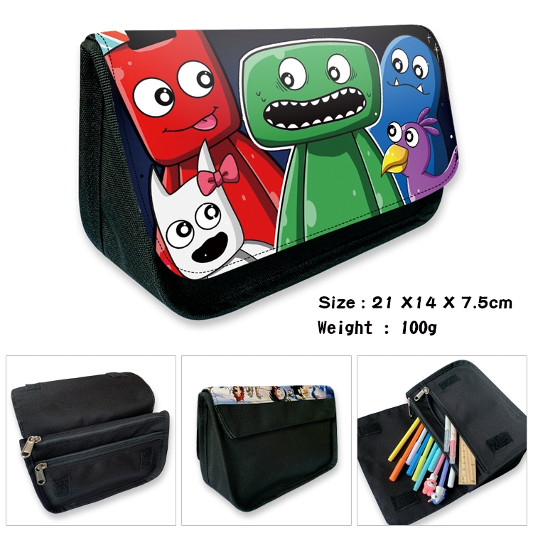 Garten of Banban Anime Velcro canvas zipper pencil case Pencil Bag 21×14×7.5cm