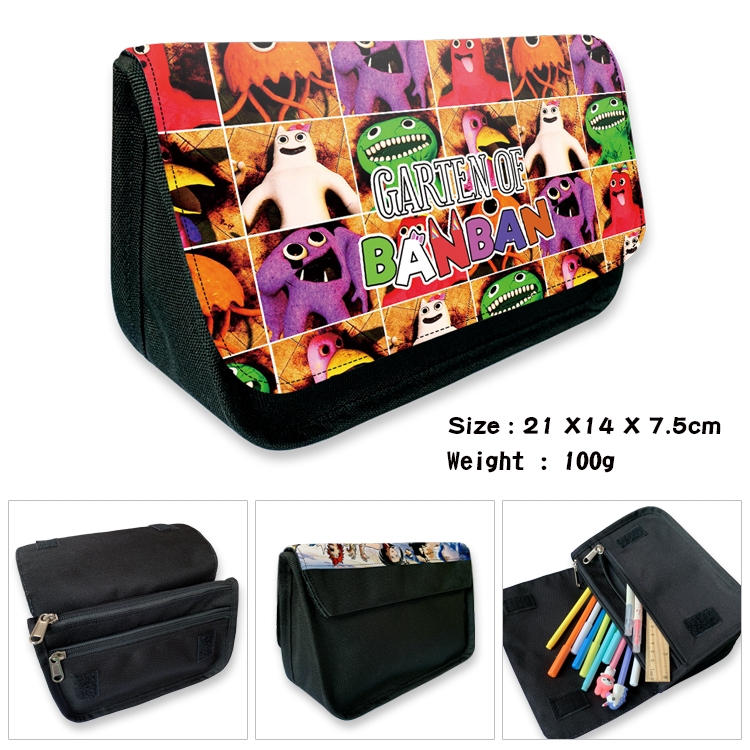 Garten of Banban Anime Velcro canvas zipper pencil case Pencil Bag 21×14×7.5cm